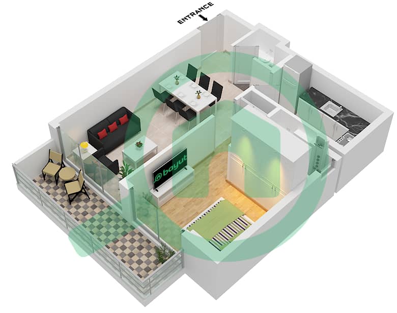 Lume Residences - 1 Bedroom Apartment Unit 13 FLOOR 2 Floor plan Unit 13 Floor 2 interactive3D