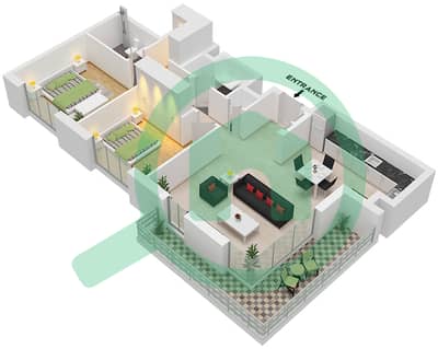 Holland Gardens - Plano de planta de 2 habitaciones Apartamento Tipo N