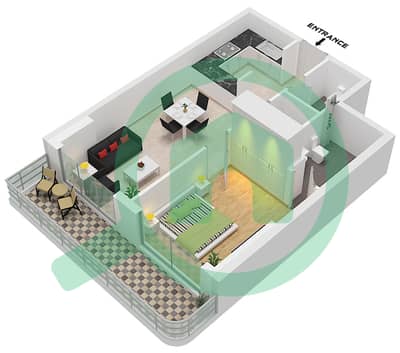 المخططات الطابقية لتصميم النموذج / الوحدة 1 / UNIT 3 FLOOR 19 شقة 1 غرفة نوم - ميزون الإليزيه 2