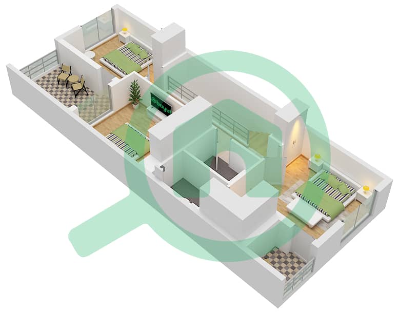 Lush - 4 Bedroom Townhouse Type A,B Floor plan Type A,B First Floor interactive3D