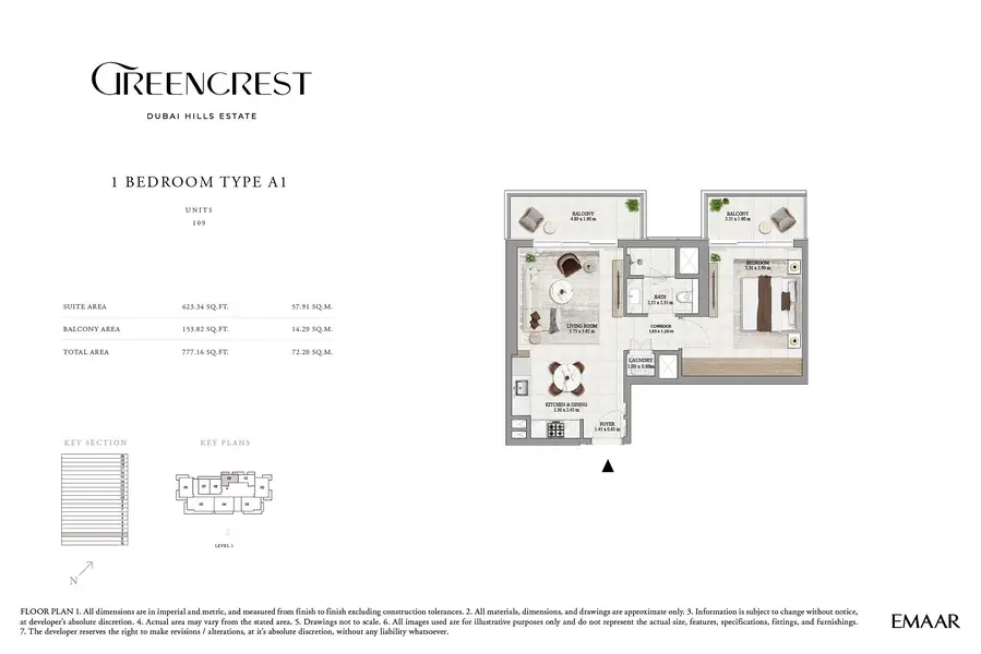 1 BR floor plan