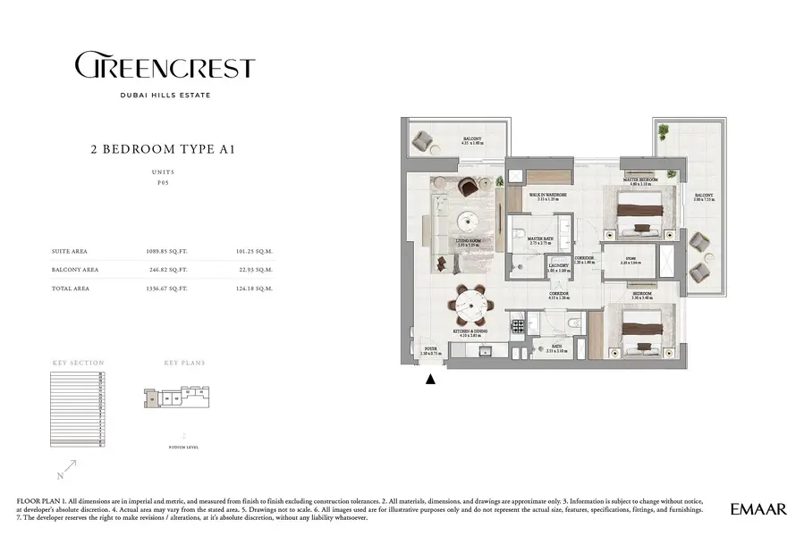 2 BR floor plan