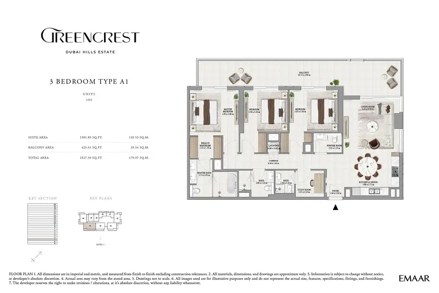 3 BR floor plan