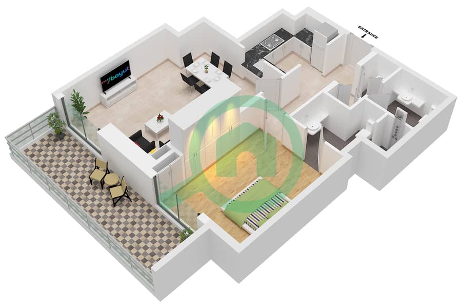 Unit 01 Floor 3-14 The Stella Residence - 1 Bedroom Apartment Unit 01 FLOOR 3-14 Floor plan Unit 01 Floor 3-14 interactive3D