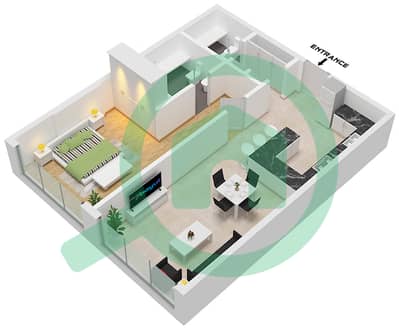 المخططات الطابقية لتصميم النموذج / الوحدة 3 / UNIT 19 FLOOR 1 شقة 1 غرفة نوم - جايت واي