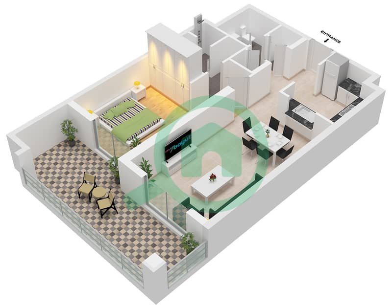 Unit 13 Floor 2-14 The Stella Residence - 1 Bedroom Apartment Unit 13 FLOOR 2-14 Floor plan Unit 13 Floor 2-14 interactive3D