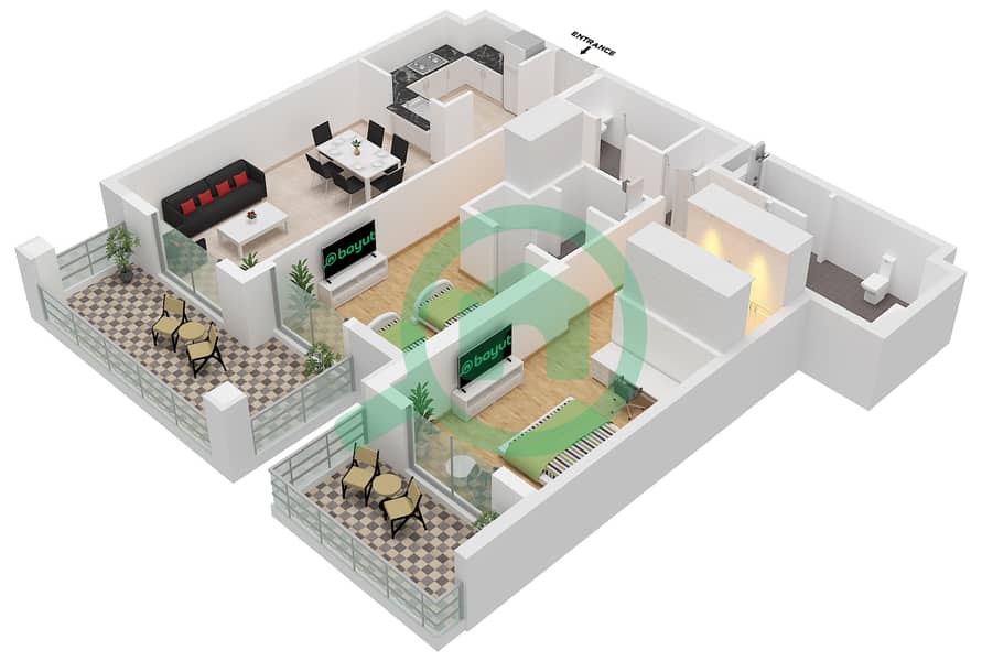 The Stella Residence - 2 Bedroom Apartment Unit 10 FLOOR 2-14 Floor plan Unit 10 Floor 2-14 interactive3D