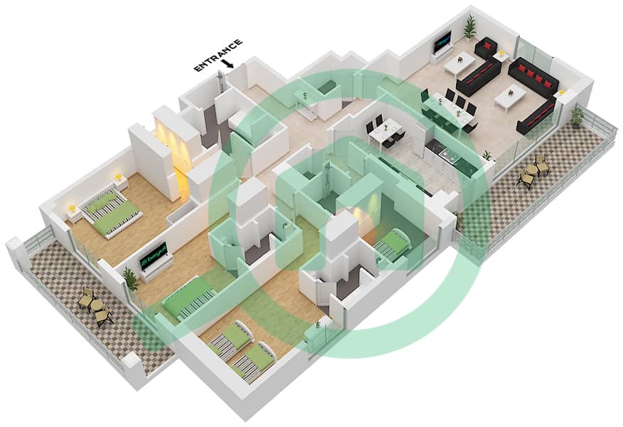 Unit 02 Floor 3-14 The Stella Residence - 3 Bedroom Apartment Unit 02 FLOOR 3-14 Floor plan Unit 02 Floor 3-14 interactive3D