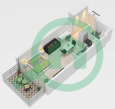 Кубикс Резиденсес - Апартамент Студия планировка Тип A FLOOR 3,5,7,13,15,17,23