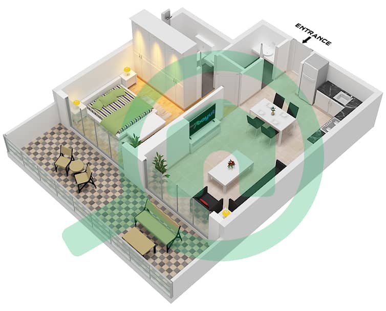 Unit 7 Floor 1-12 Milos by Karma - 1 Bedroom Apartment Unit 7 FLOOR 1-12 Floor plan Unit 7 Floor 1-12 interactive3D