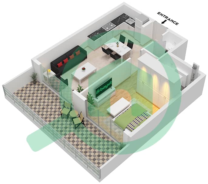 Unit 8 Floor 1-12 Milos by Karma - 1 Bedroom Apartment Unit 8 FLOOR 1-12 Floor plan Unit 8 Floor 1-12 interactive3D