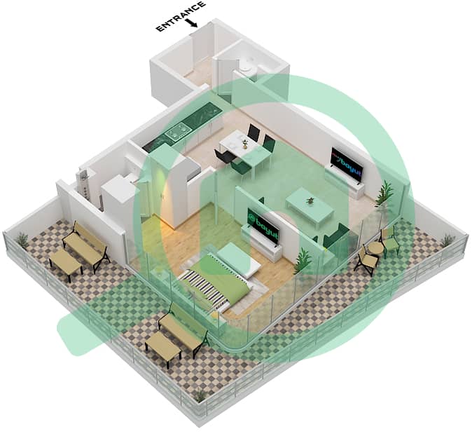 Unit 11 Floor 1 Milos by Karma - 1 Bedroom Apartment Unit 11 FLOOR 1 Floor plan Unit 11 Floor 1 interactive3D