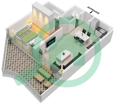 Milos by Karma - 1 Bedroom Apartment Unit 1 FLOOR 2,4,6,8,10,12 Floor plan