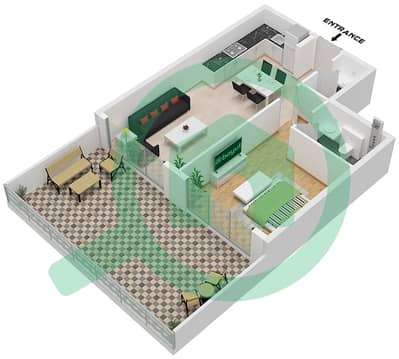 Milos by Karma - 1 Bedroom Apartment Unit 4 FLOOR 2-12 Floor plan