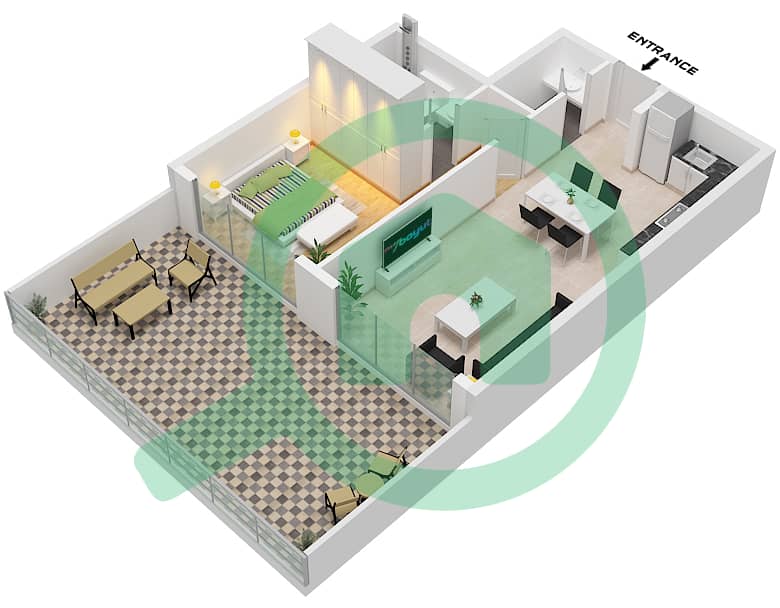 Unit 5 Floor 2-12 Milos by Karma - 1 Bedroom Apartment Unit 5 FLOOR 2-12 Floor plan Unit 5 Floor 2-12 interactive3D