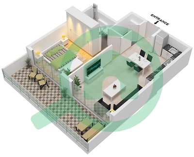 Milos by Karma - 1 Bedroom Apartment Unit 9 FLOOR 2,4,6,8,10,12 Floor plan