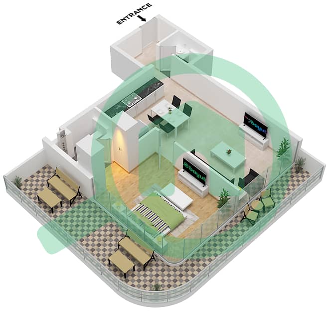 Unit 11 Floor 3,5,7,9,11 Milos by Karma - 1 Bedroom Apartment Unit 11 FLOOR 3,5,7,9,11 Floor plan Unit 11 Floor 3,5,7,9,11 interactive3D