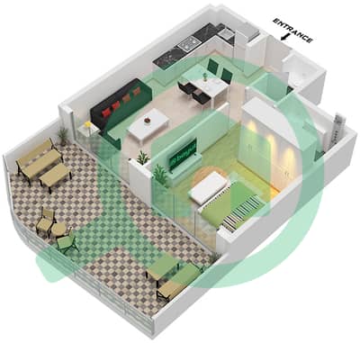 Milos by Karma - 1 Bedroom Apartment Unit 13 FLOOR 3,5,7,9,11 Floor plan