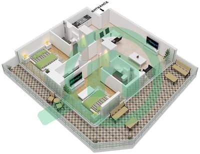 Milos by Karma - 2 Bedroom Apartment Unit 2 FLOOR 1 Floor plan