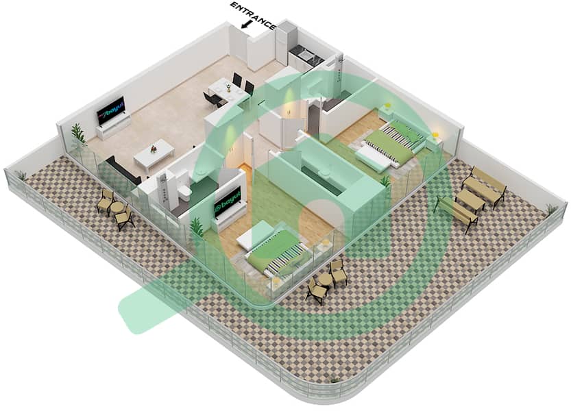 Unit 3 Floor 2,4,6,8,10,12 Milos by Karma - 2 Bedroom Apartment Unit 3 FLOOR 2,4,6,8,10,12 Floor plan Unit 3 Floor 2,4,6,8,10,12 interactive3D