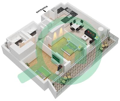 City Walk Northline 1 - Plano de planta de 2 habitaciones Apartamento Tipo/unidad A,A.2 / UNIT 3M,4 FLOOR 1