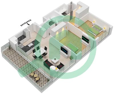 City Walk Northline 1 - Plano de planta de 2 habitaciones Apartamento Tipo/unidad A,A.6 / UNIT 3 FLOOR 6-7