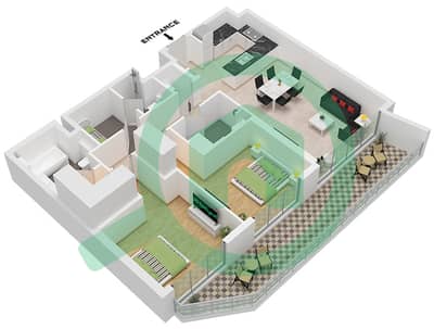 City Walk Northline 1 - Plano de planta de 2 habitaciones Apartamento Tipo/unidad B,B.1-B.6/UNIT 1 FLOOR 1