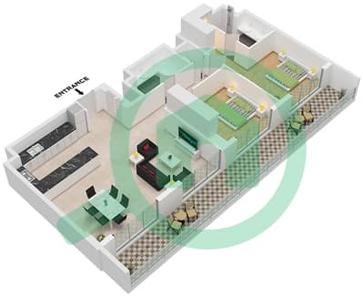City Walk Northline 1 - Plano de planta de 2 habitaciones Apartamento Tipo/unidad C,C.1 / UNIT 6 FLOOR 8