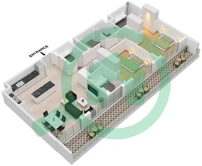 City Walk Northline 1 - Plano de planta de 2 habitaciones Apartamento Tipo/unidad D,D.1 / UNIT 8 FLOOR 8