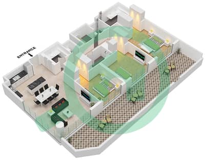 City Walk Northline 1 - Plano de planta de 3 habitaciones Apartamento Tipo/unidad A,A.1 / UNIT 11 FLOOR 1