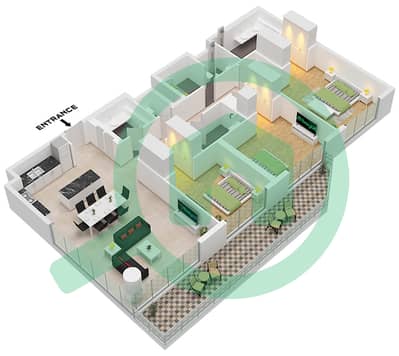 City Walk Northline 1 - Plano de planta de 3 habitaciones Apartamento Tipo/unidad A,A.2 / UNIT 13 FLOOR 2-7
