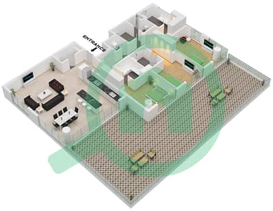 City Walk Northline 1 - Plano de planta de 3 habitaciones Apartamento Tipo/unidad B,B.1 / UNIT 3 FLOOR 2