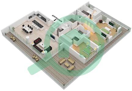 City Walk Northline 1 - Plano de planta de 3 habitaciones Apartamento Tipo/unidad D,D.1 / UNIT 2 FLOOR 8