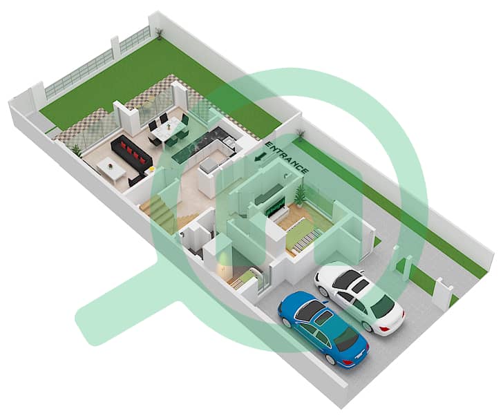 Type 4E-1 Floor Ground La Violeta 1 - 4 Bedroom Townhouse Type 4E-1 Floor plan Type 4E-1 Floor Ground interactive3D