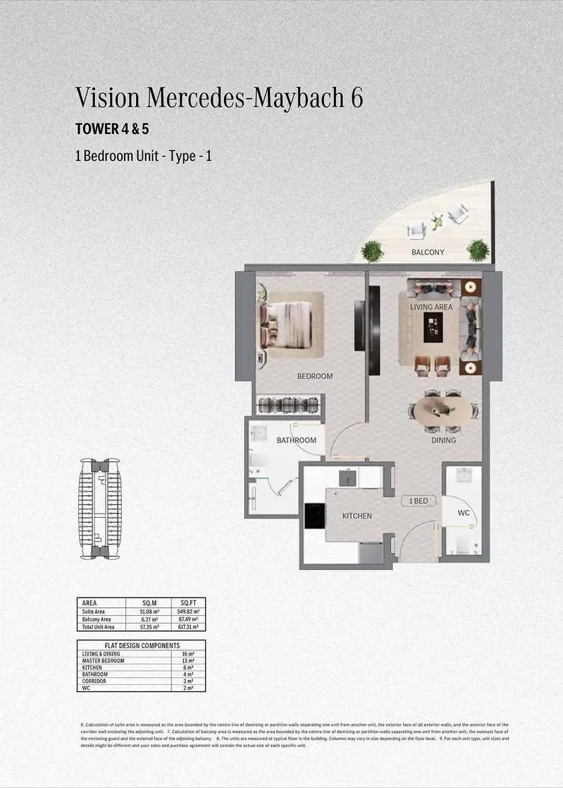 1 BR floor plan