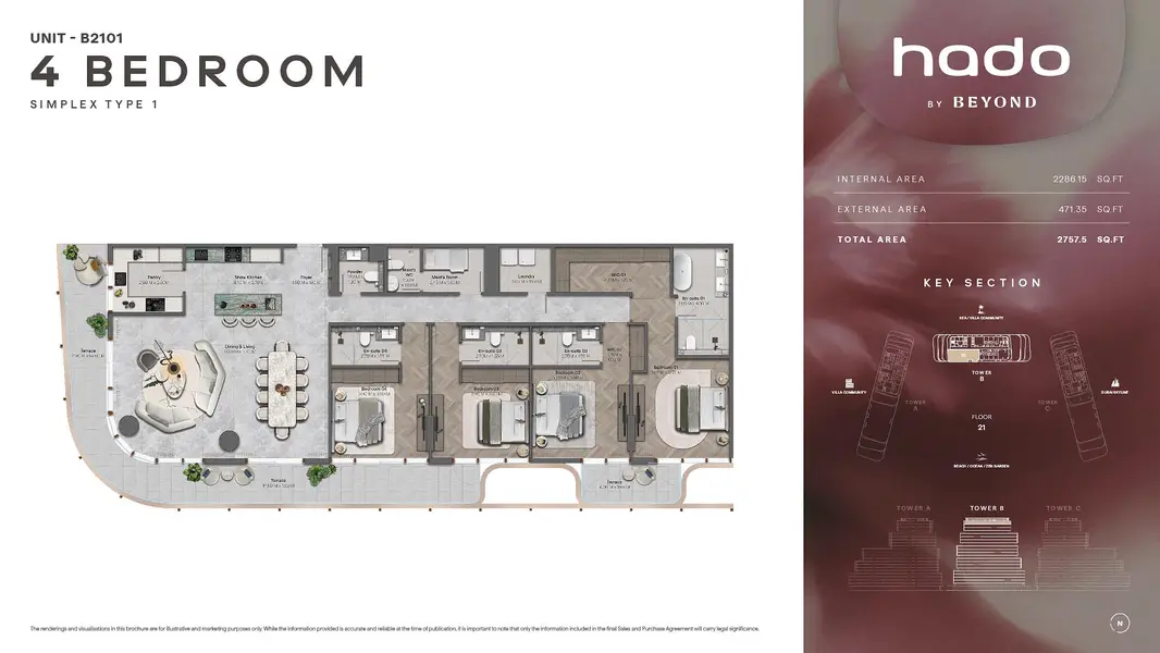 4 BR floor plan