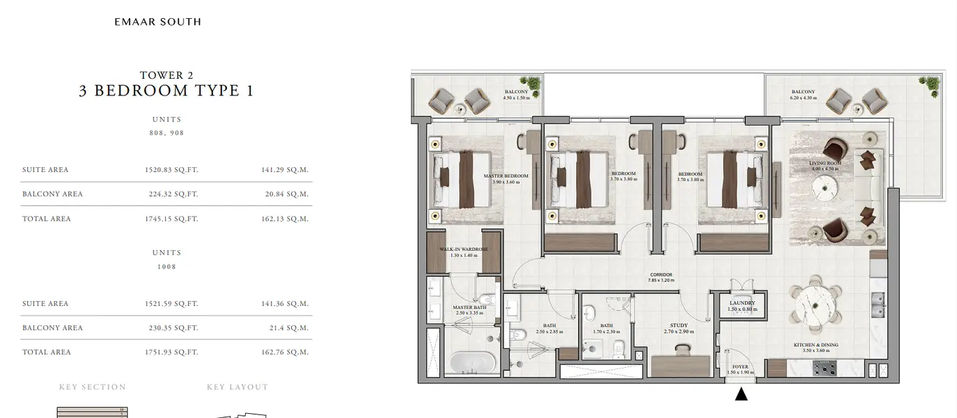 3 BR floor plan