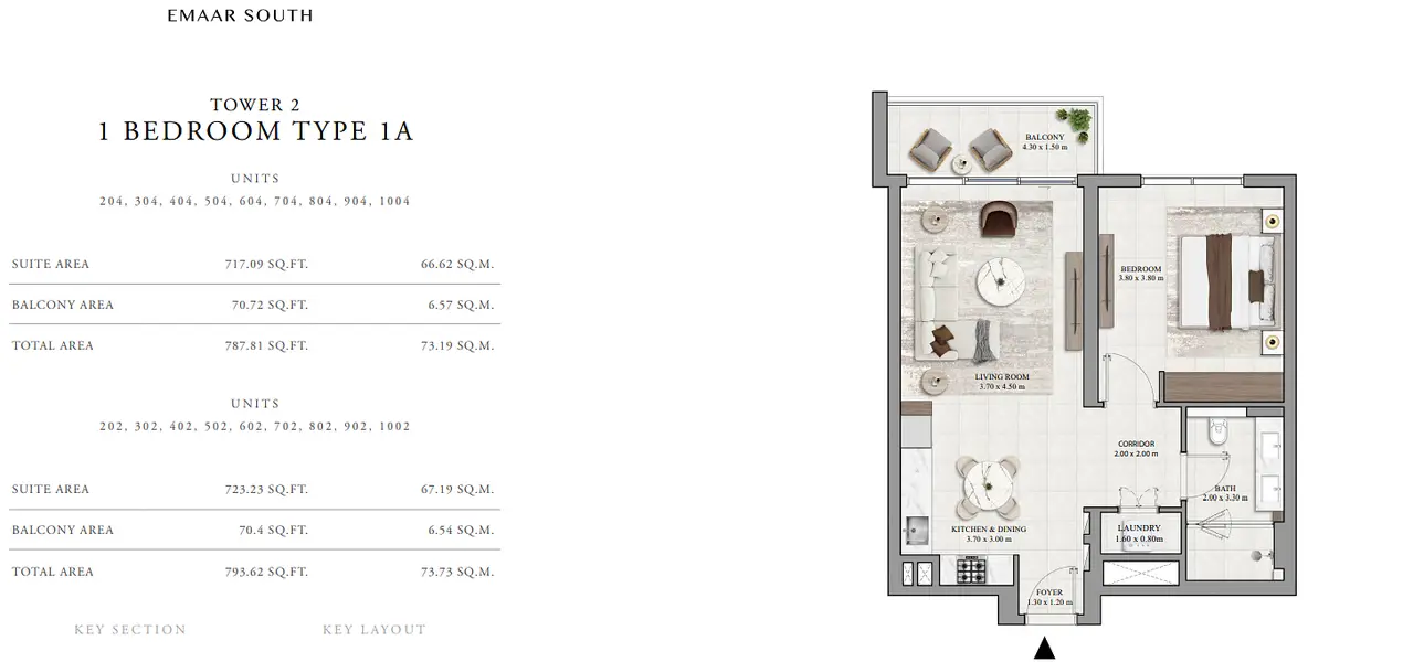 1 BR floor plan