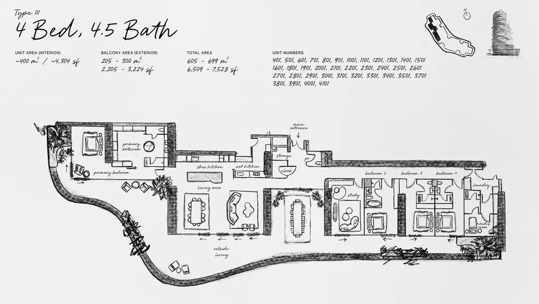 4 BR floor plan