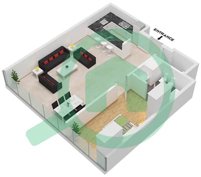 Botanica Tower - Planimetria del piano di 1 Camera Appartamento Unità 2