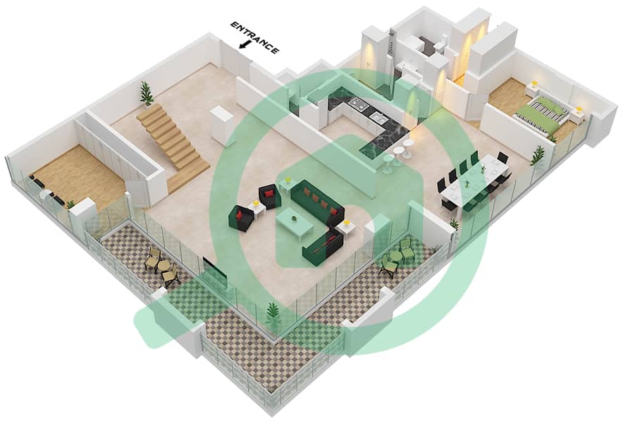 Unit 4 Floor Lower Botanica Tower - Planimetria del piano di 5 Camere Attico Unità 4 Unit 4 Floor Lower interactive3D