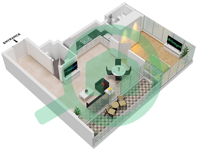Floor plans for Type/unit B/UNIT 2,4 FLOOR 8-19,22 1-bedroom Apartments ...