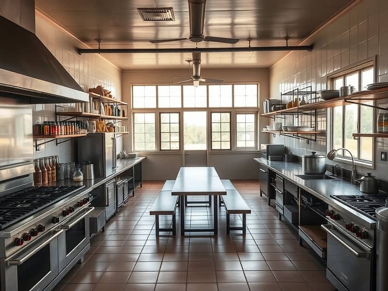 2 An_interior_view_of_a_communal_kitchen_in_a_labor_camp_designed_to_accommodate_multiple_workers. _The_kitchen_features_large_industrial_grade_cooking_appliances_including_a_commercial_stove_and_oven_and_a_spacious_cou. jpeg