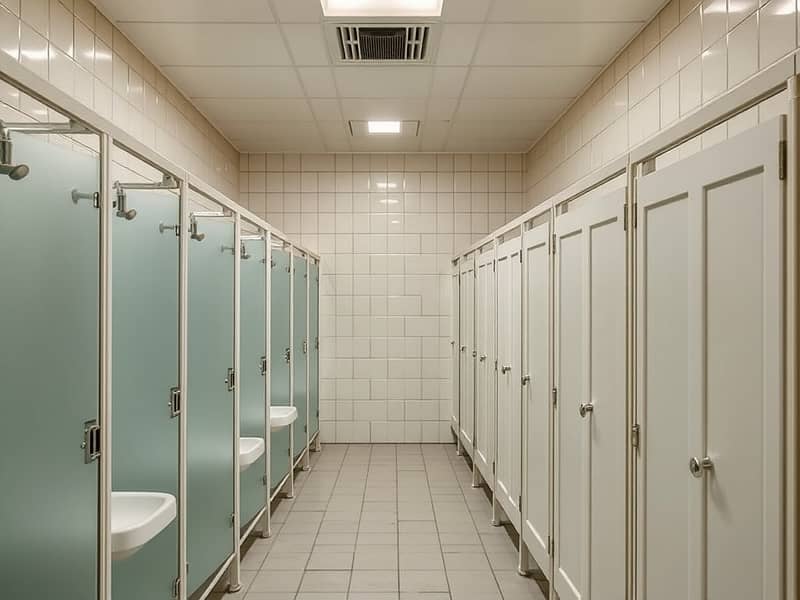 3 An_interior_view_of_a_communal_bathroom_in_a_labor_camp_designed_for_multiple_occupants. _The_bathroom_features_several_shower_stalls_separated_by_frosted_glass_doors_a_series_of_sinks_with_mirrors_above_and_a_row_of_. jpeg