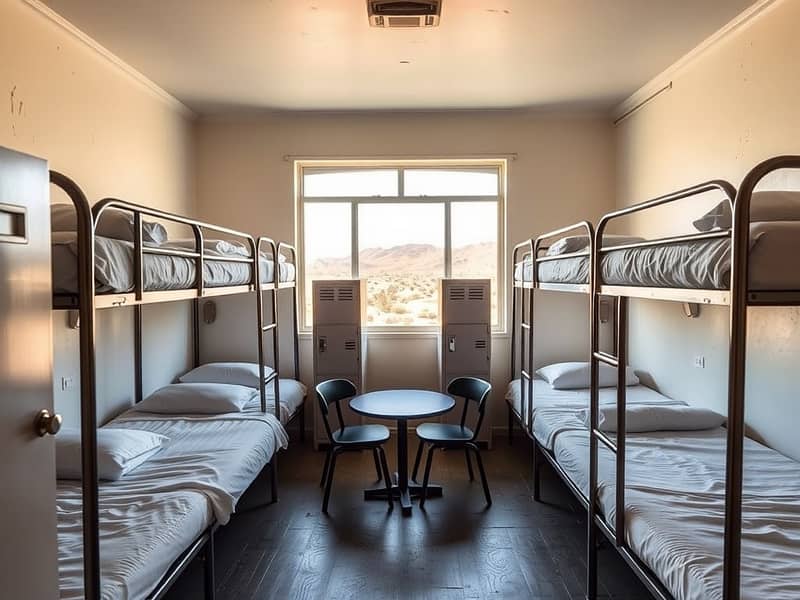 4 An_interior_view_of_a_labor_camp_bedroom_designed_for_eight_people. _The_room_features_four_sets_of_bunk_beds_each_with_neatly_arranged_bedding. _There_s_a_large_window_allowing_natural_light_to_enter_revealing_a_view_. jpeg