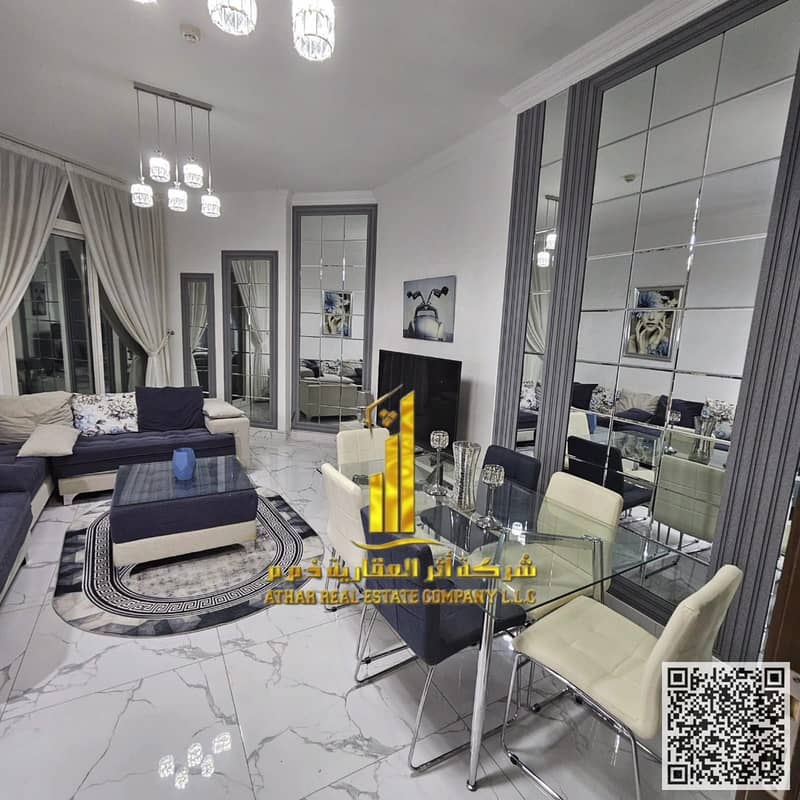 The most luxurious two-bedroom apartment, with sea view balcony, including all services, with a gym, swimming pool, and private parking