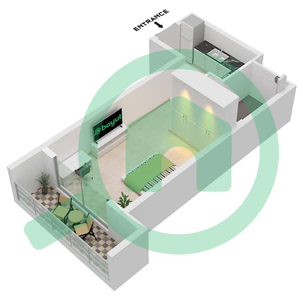 Time 3 - Studio Apartment Type A Floor plan Type A interactive3D