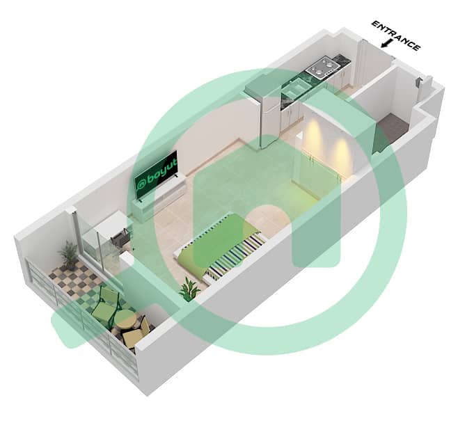 Type B Time 3 - Grundriss für Studio Wohnung Typ B Type B interactive3D