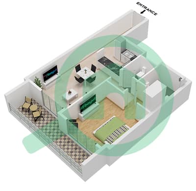 Time 3 - Grundriss für 1 Schlafzimmer Wohnung Typ A