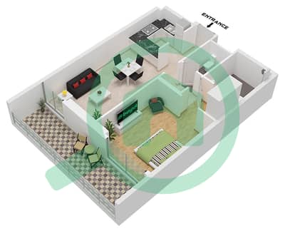 Time 3 - Grundriss für 1 Schlafzimmer Wohnung Typ B